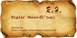 Rigler Honorátusz névjegykártya